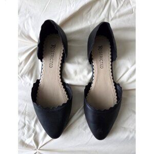 Restricted Black Scalloped Ballet Flats
